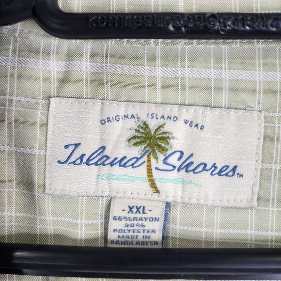 Mens Green Plaid Island Shores Shirt Short Sleeve Button Up Size XXL - Picture 6 of 10